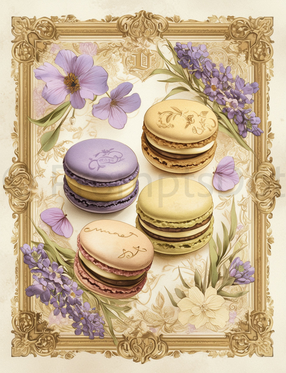 macarons Midjourney Prompts For French Vintage Ephemera Ads