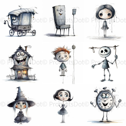 Midjourney Prompt Gothic Character Books Children Characters