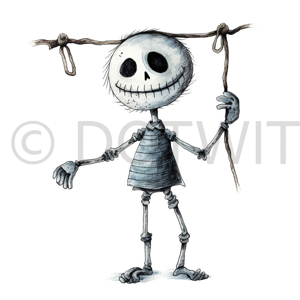 a gothic skeleton cute skeleton Gothic Character Digital Art Characters and Midjourney Prompt