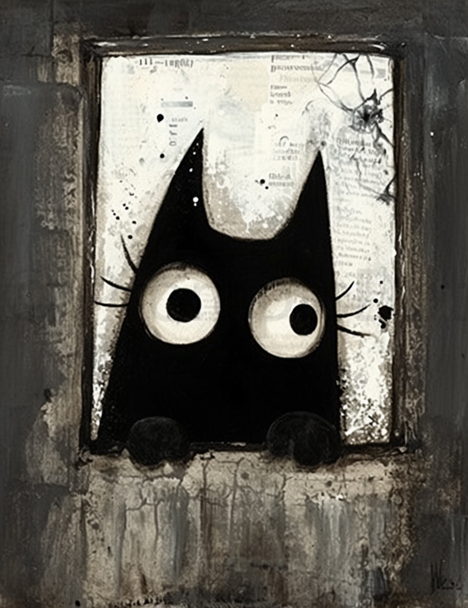 cat in the window Midjourney Prompts For Gothic Eerie Junk Journal Papers