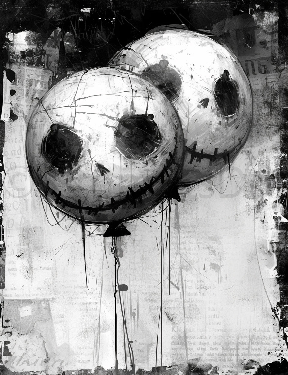 cute balloons Midjourney Prompts For Gothic Eerie Junk Journal Papers