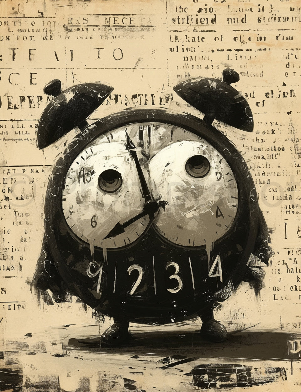 a cute clock Midjourney Prompts For Gothic Eerie Junk Journal Papers