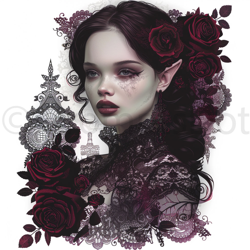 a gothic woman Clipart Gothic Tshirt Design