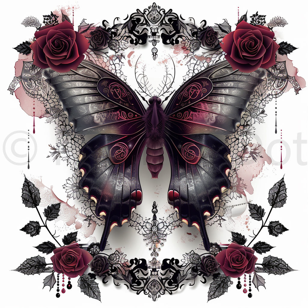 butterfly Clipart Gothic Tshirt Design