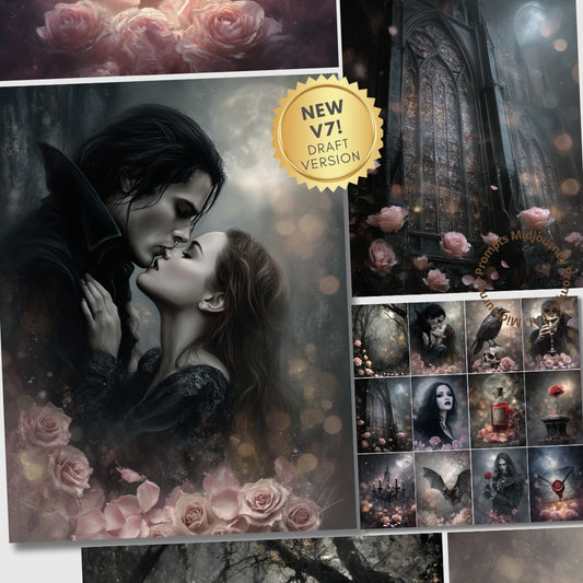 Midjourney V7 Prompts for Gothic Romance Printable Ephemera Kit