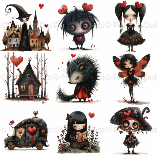 Gothic Valentines Illustrations Midjourney Prompt