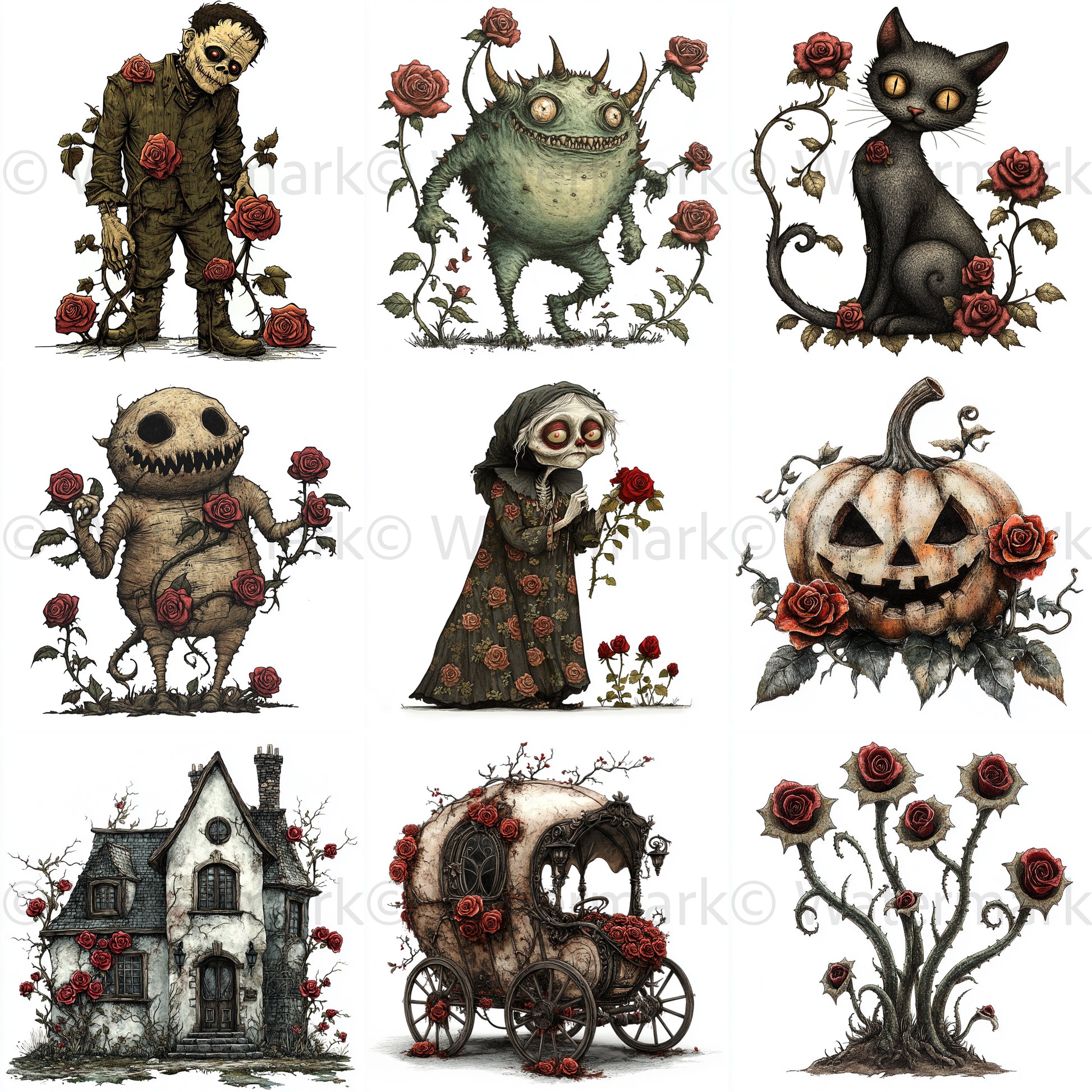 Midjourney Guide PDF For Gothic Vintage Halloween Characters
