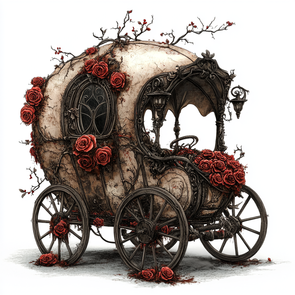 halloween carriage in halloween Midjourney Guide PDF For Gothic Vintage Halloween Characters
