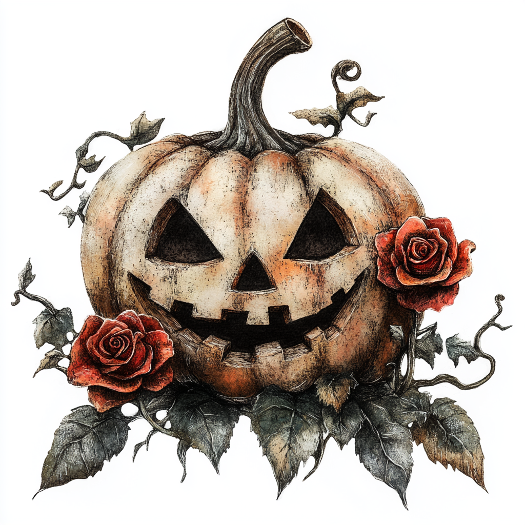 jack-o-lantern Midjourney Guide PDF For Gothic Vintage Halloween Characters
