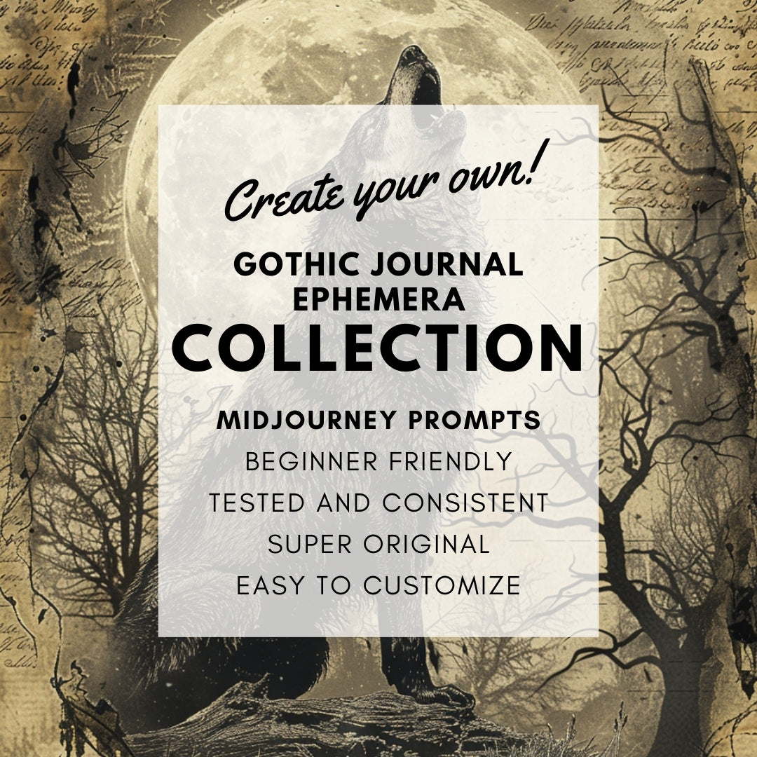 Gothic Atc Cards Junk Journal Ephemera Midjourney Prompts