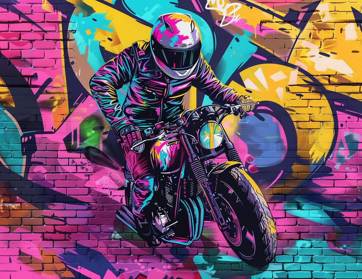 a motorcycle Midjourney Prompts For Graffiti Wall Art Digital Papers