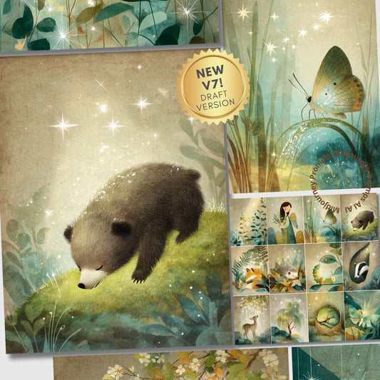 Midjourney V7 Prompts for Green Sparkling Woodland Magic Forest