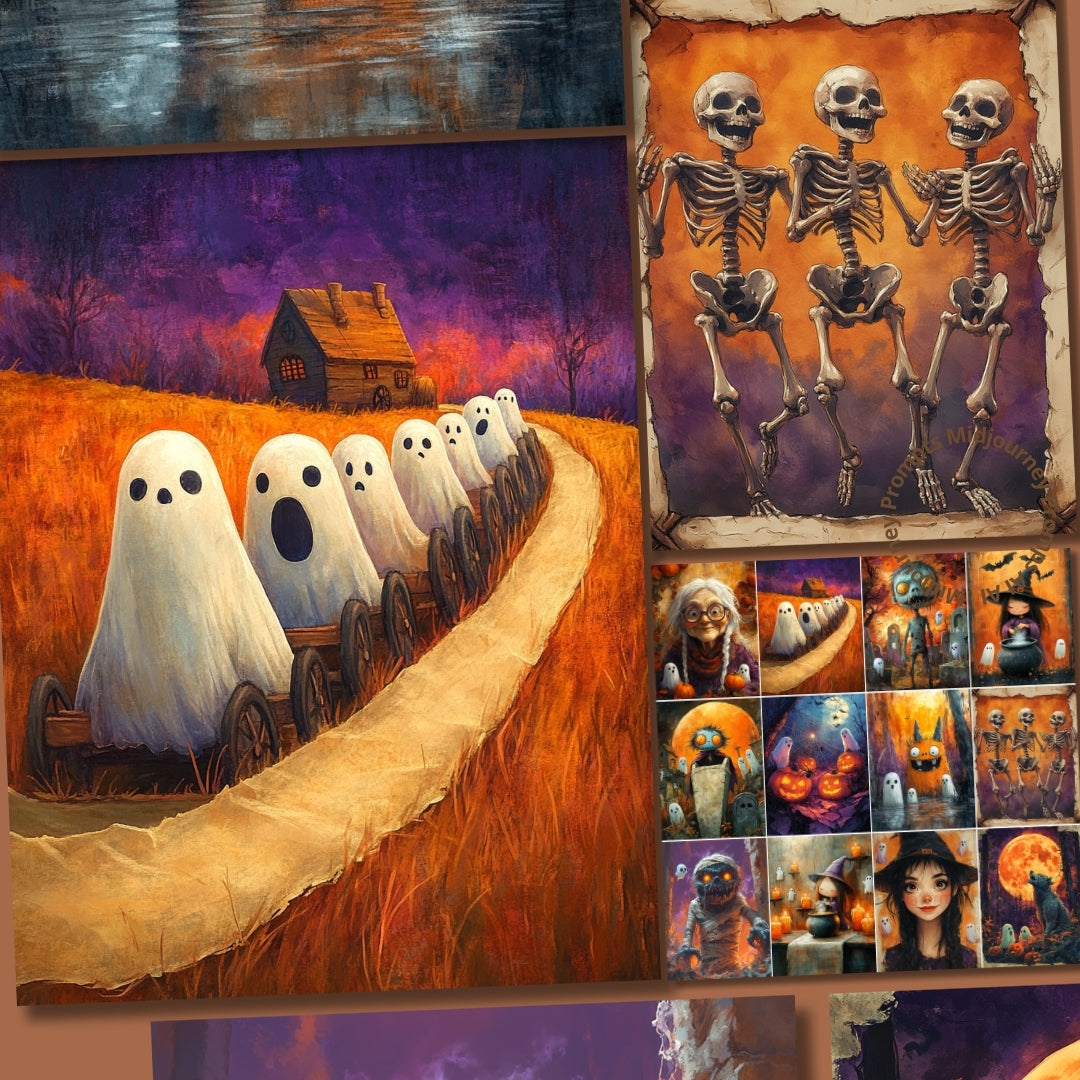 Midjourney Guide Prompts for Cute Halloween Cartoon Paintings