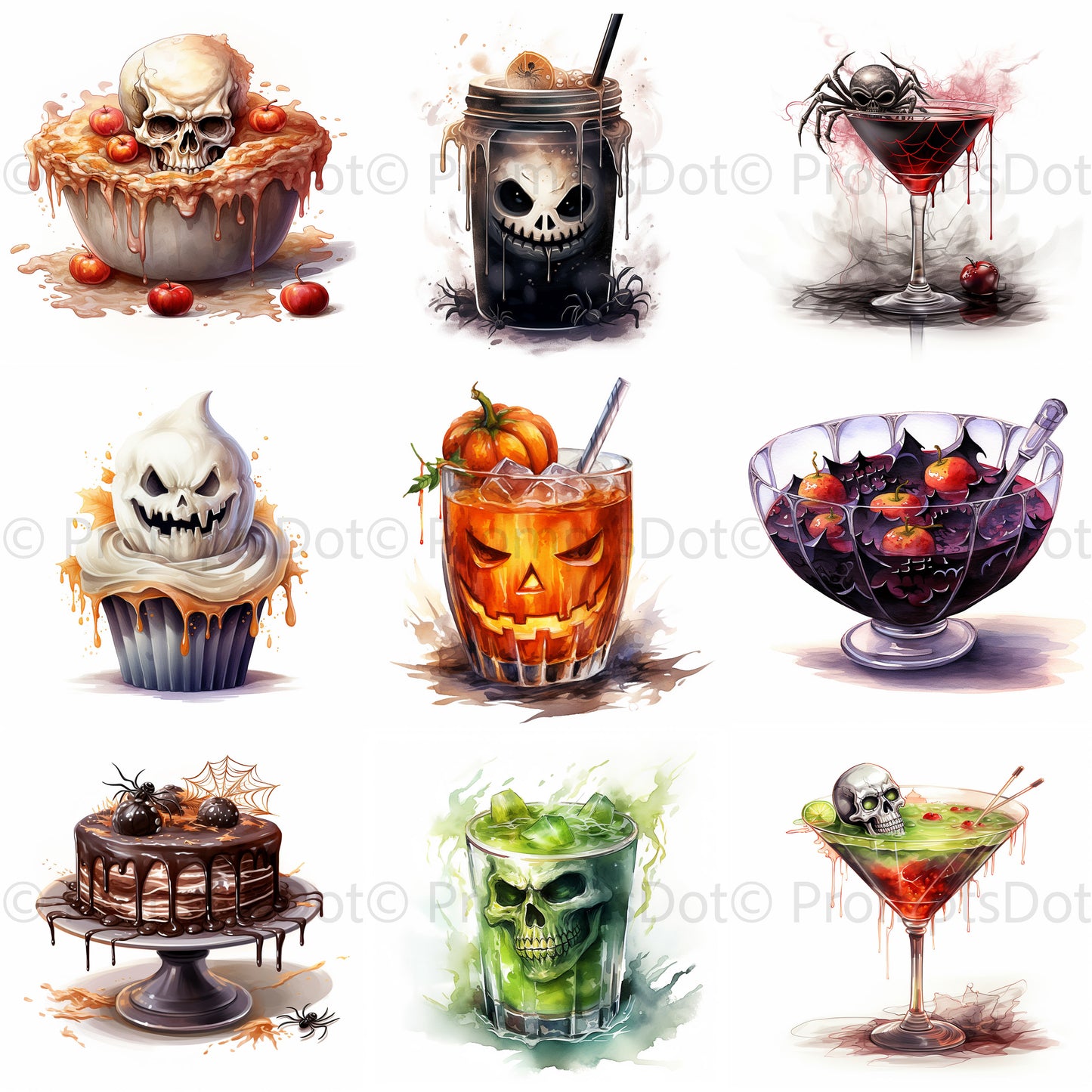 Halloween Clipart Halloween Drinks Desserts Art Midjourney Prompt