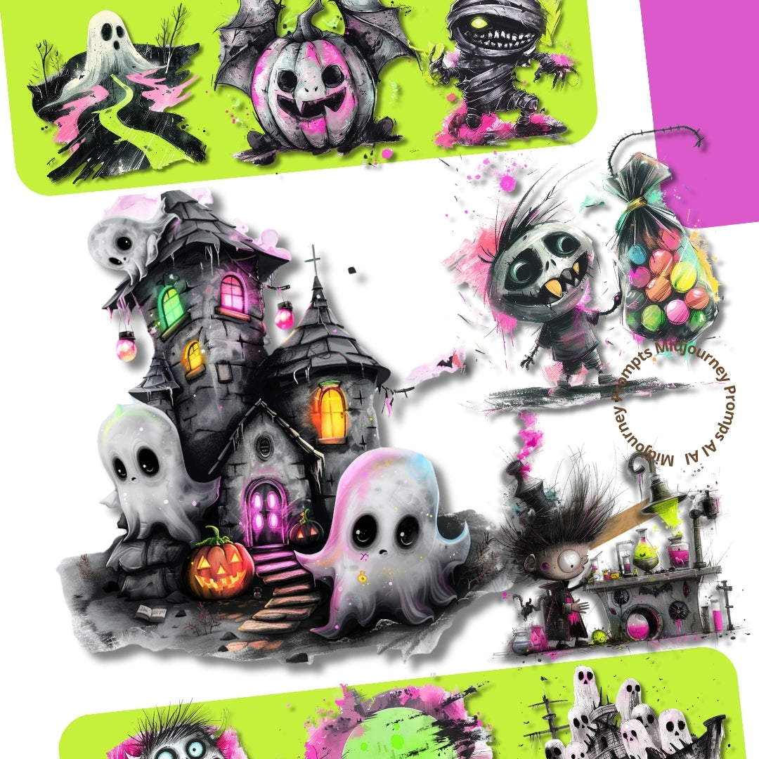 Halloween Cliparts Halloween Tshirts Midjourney Prompts