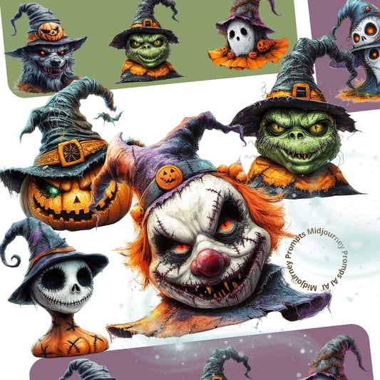 Midjourney Guide PDF For Halloween Heads And Hats Monsters