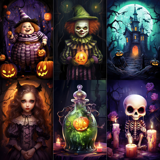 Halloween Posters Cute Halloween Cards Midjourney Prompt Commercial Use