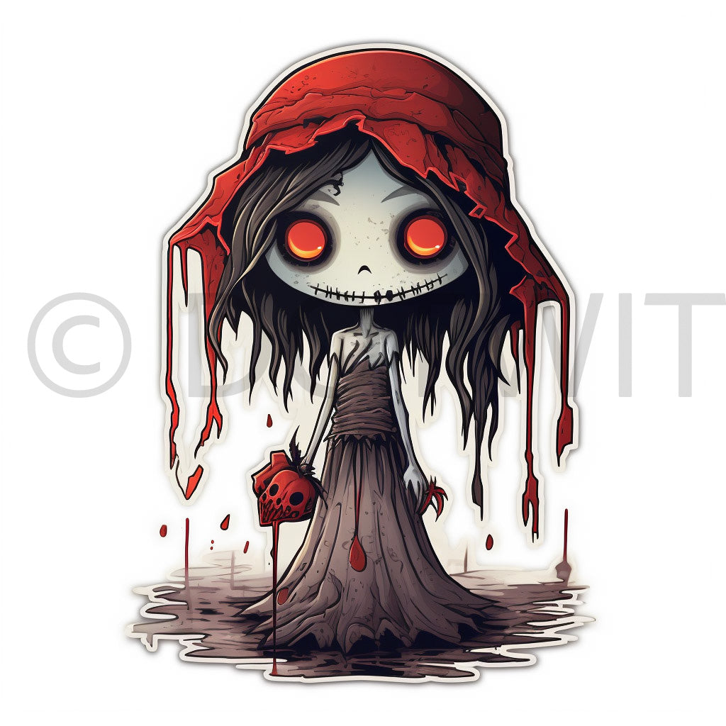 a cute girl bride Halloween Digital Stickers Funny Gothic Tshirts and Midjourney Prompt Commercial Use