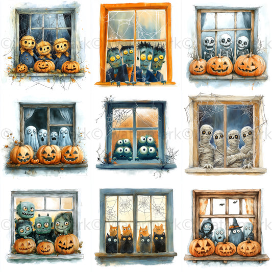 Midjourney Guide PDF For Cute Halloween Windowsill Clipart