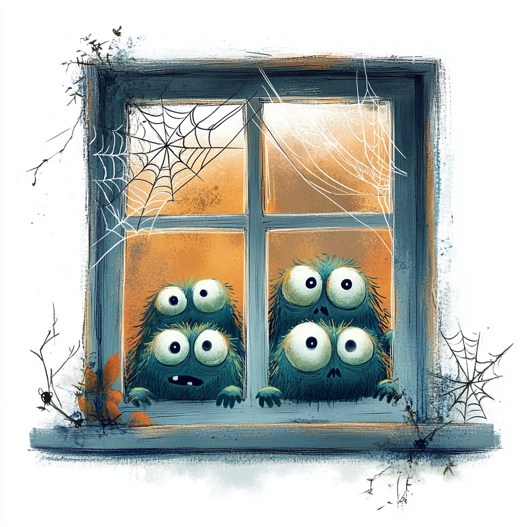 Green Monsters Midjourney Guide PDF For Cute Halloween Windowsill Clipart