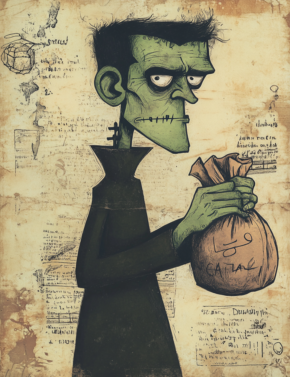 Frankenstein Midjourney Guide PDF for Haunted Apothecary Halloween Cards
