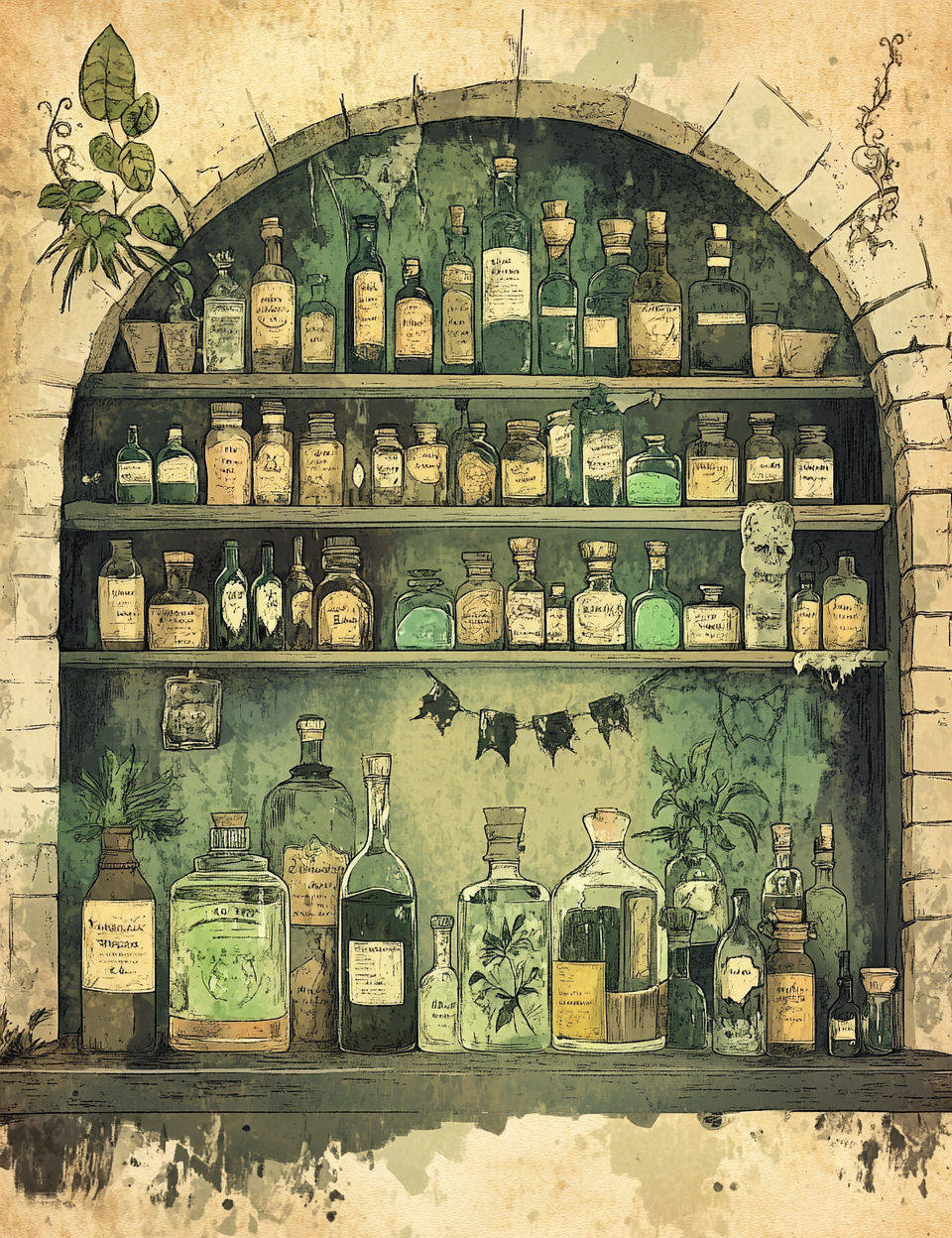 Apothecary Shop Midjourney Guide PDF for Haunted Apothecary Halloween Cards
