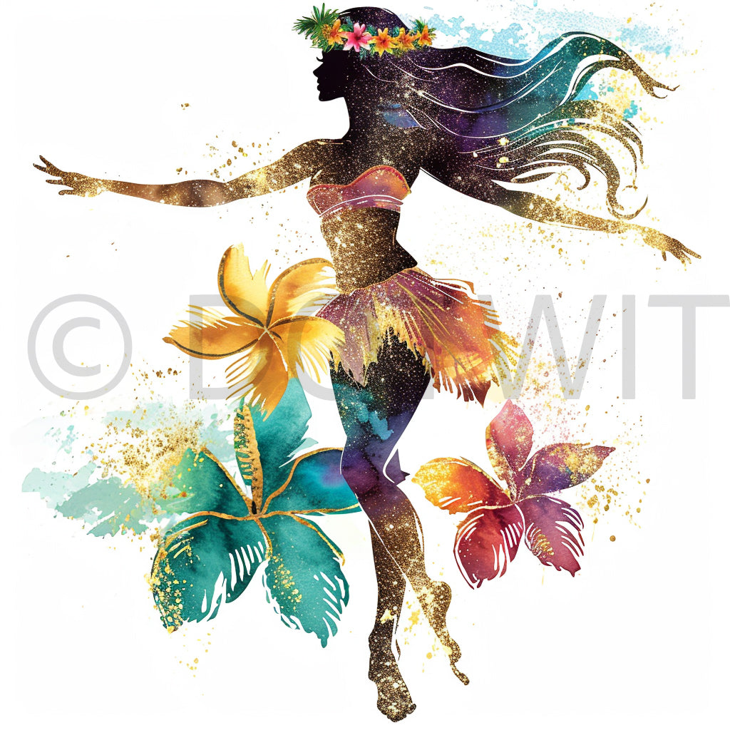 dancer Hawaii Tropical Beach T-shirt Design Midjourney Prompt