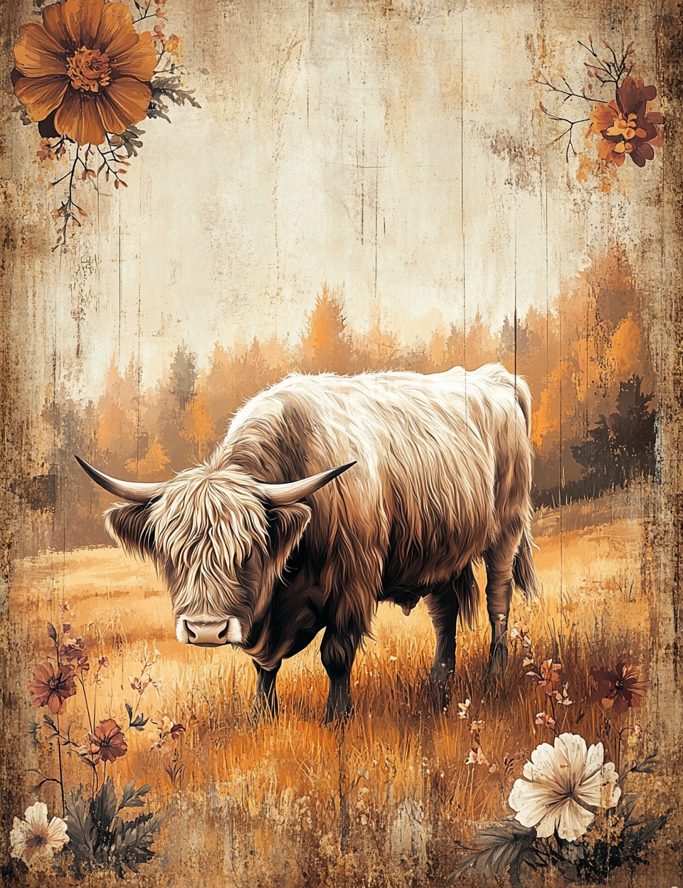 Midjourney Guide Prompts for Highland Cow Cowboy Land Digital Art