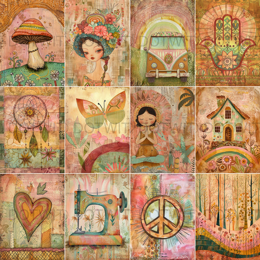 Midjourney Prompts For Hippie Boho Scrapbooking Papers