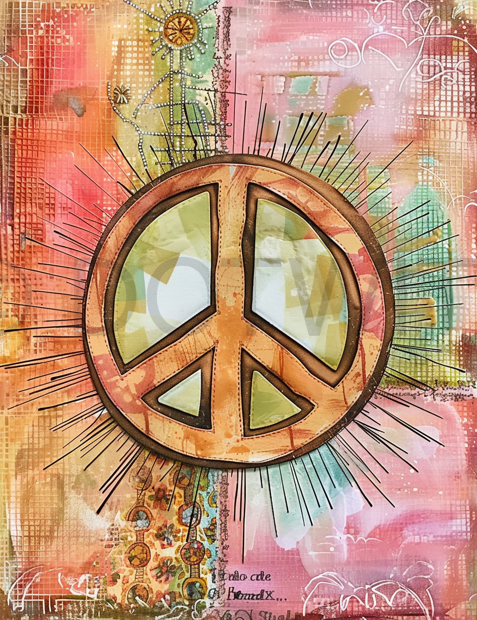 peace symbol Midjourney Prompts For Hippie Boho Scrapbooking Papers