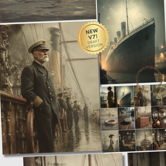 Midjourney V 7 Prompts for Historical Titanic 1912 Ephemera Kit