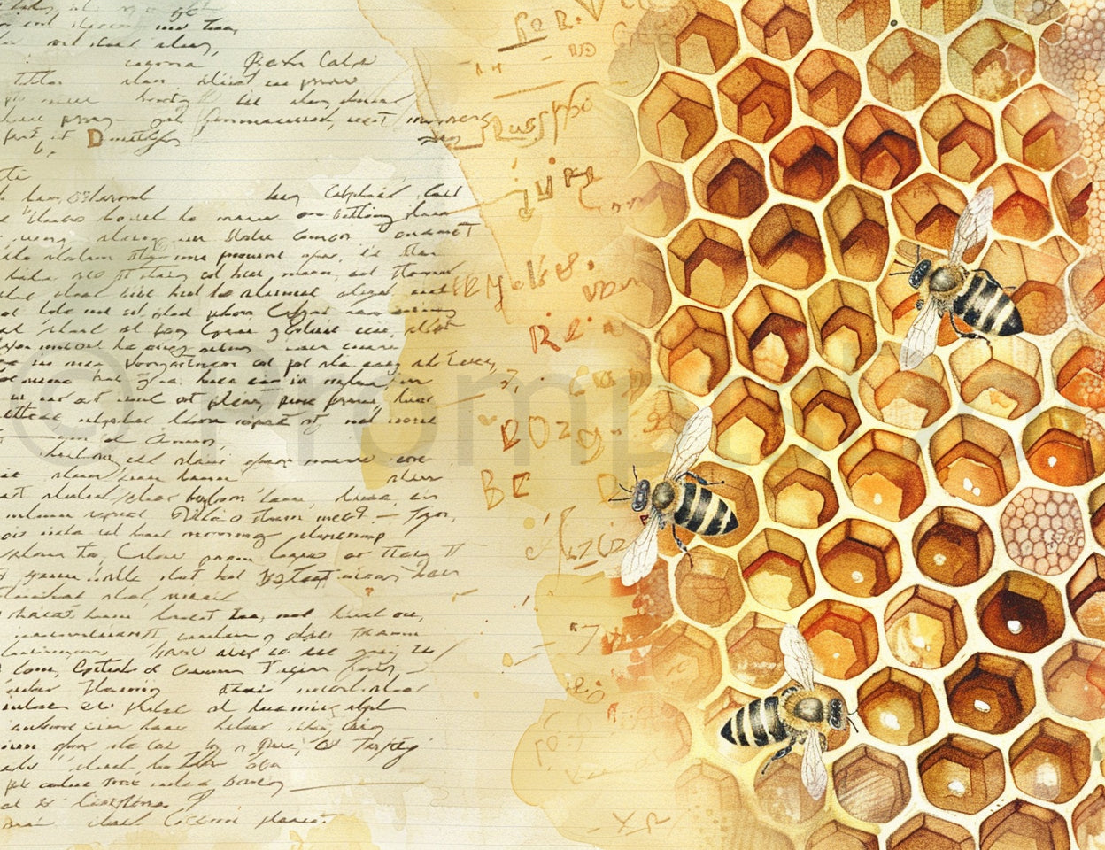 honeycomb Midjourney Prompts For Honey Bees Strawberries Junk Journal Kit