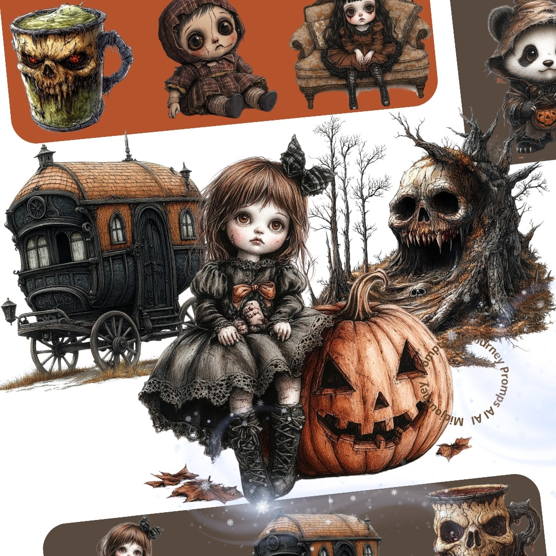 Midjourney Guide PDF For Horror Creepy Gothic Clipart