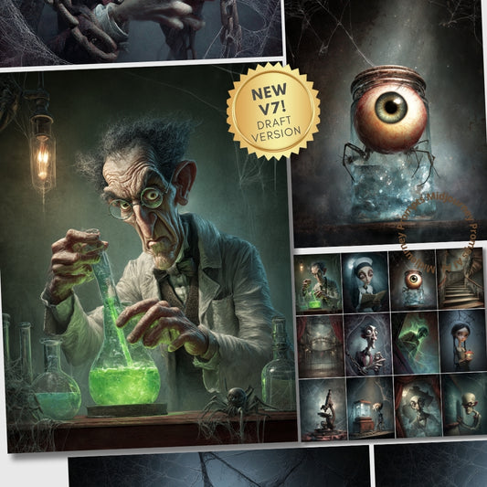 Midjourney V 7 Prompts for Horror Laboratory Junk Journal Kit