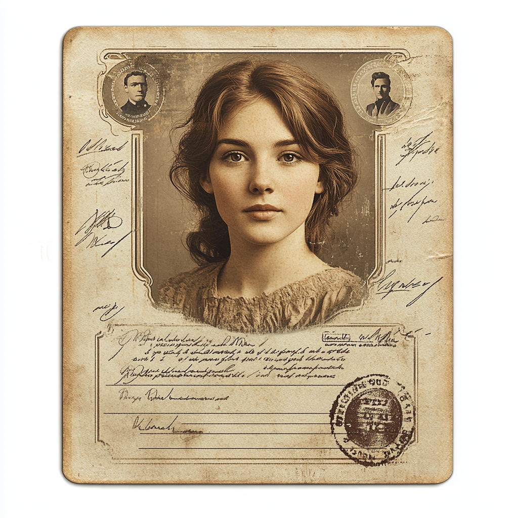 Midjourney Guide Prompts for Antique Id Cards Clipart