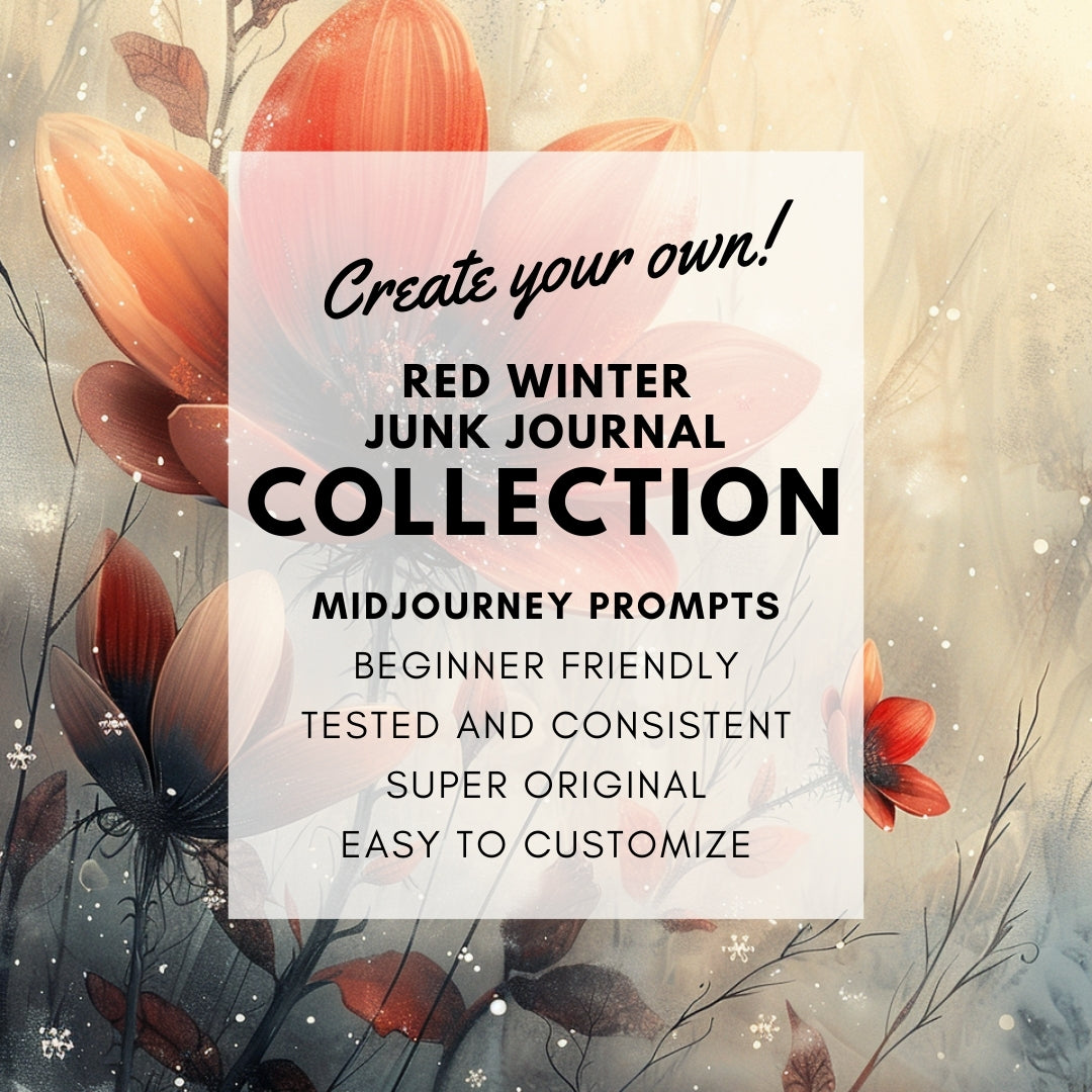 create your own collection Ice Red Winter Queen Digital Pages Midjourney Prompts