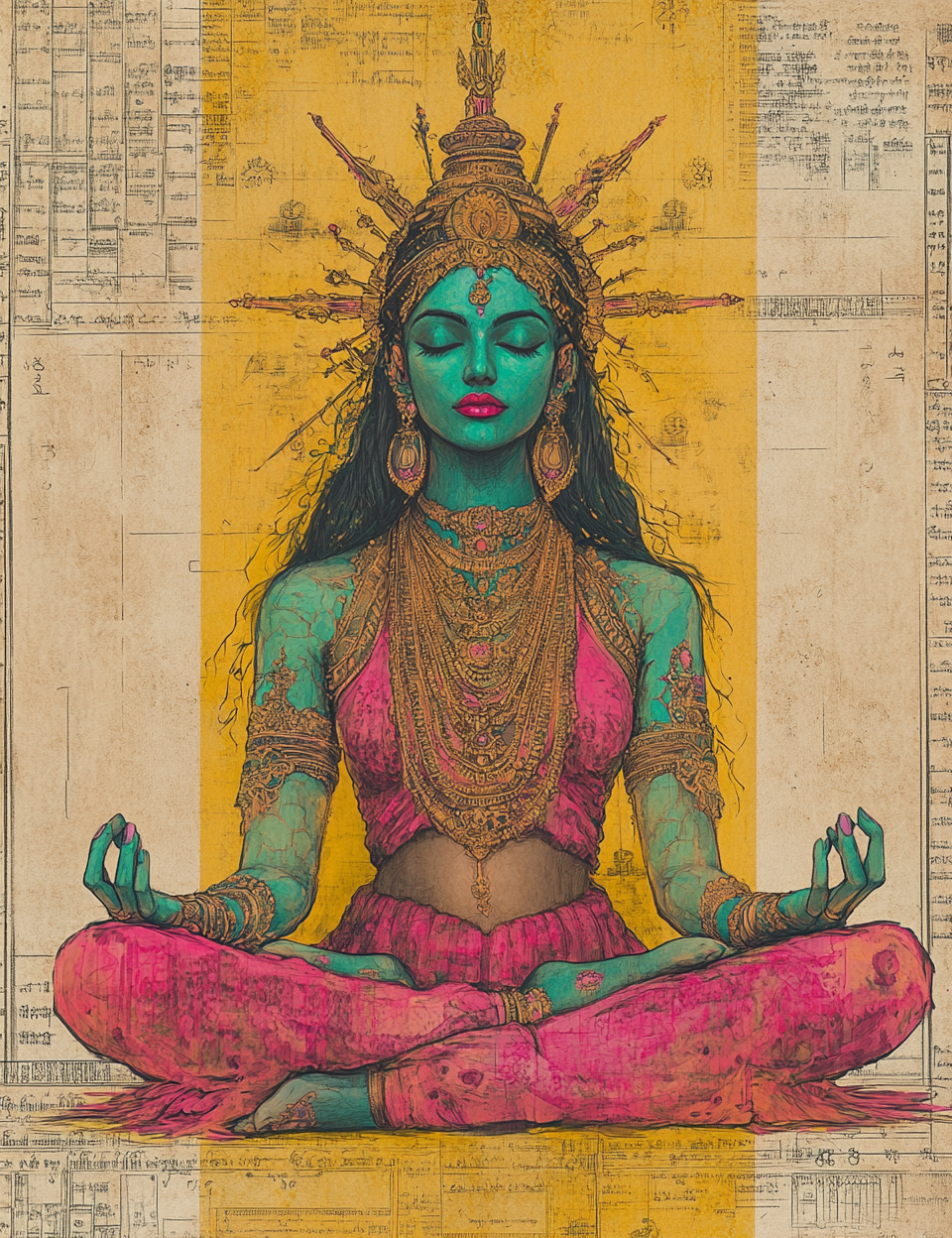 Midjourney V 6.1 Prompts for Indian Sacred Boho Goddess Pages