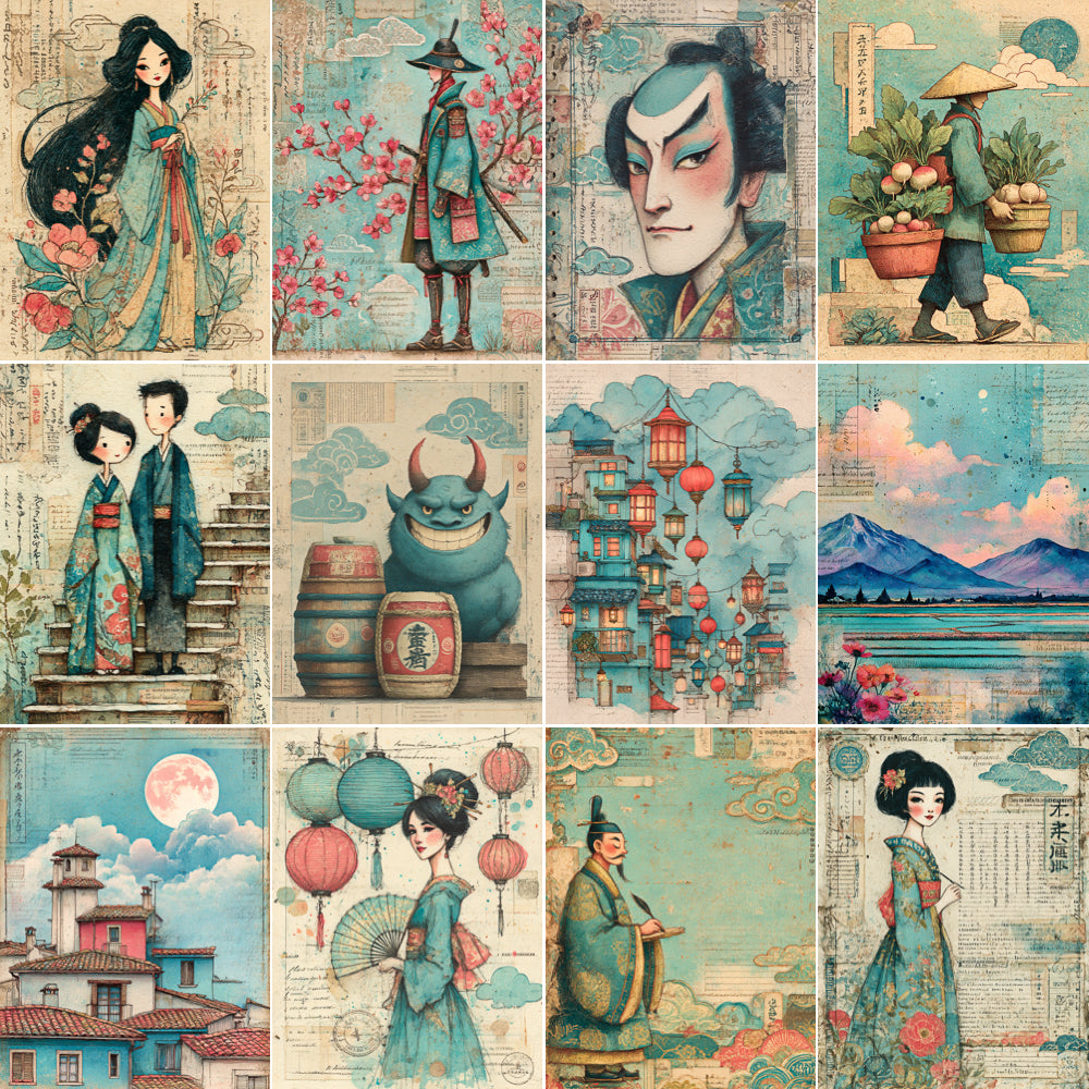 Midjourney V 7 Prompts for Japan Pages Junk Journal Kit