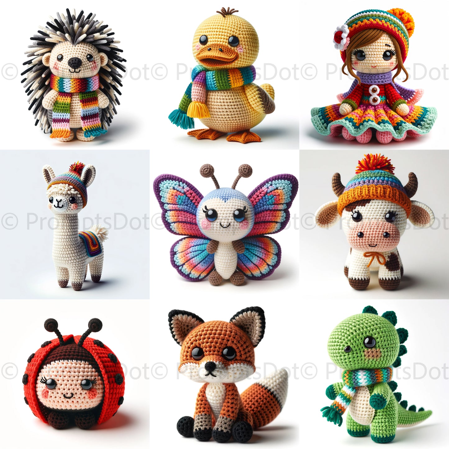 DALLE3 DALLE Prompt for Knitted Crochet Toys Amigurumi Clipart