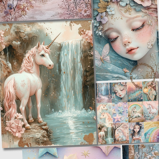 Midjourney V 6.1 Prompts for Land of Unicorns Junk Journal Pages