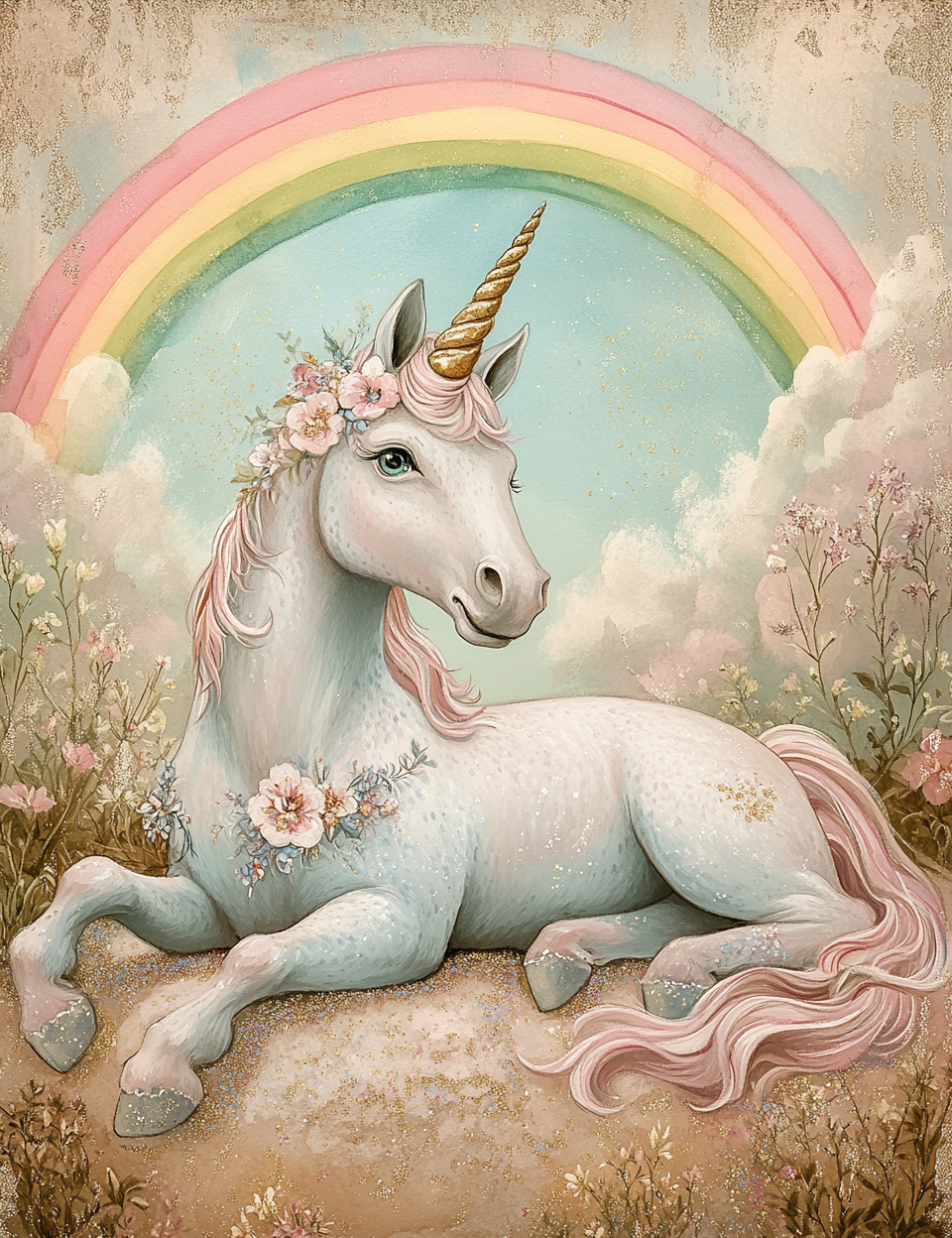 Midjourney V 6.1 Prompts for Land of Unicorns Junk Journal Pages
