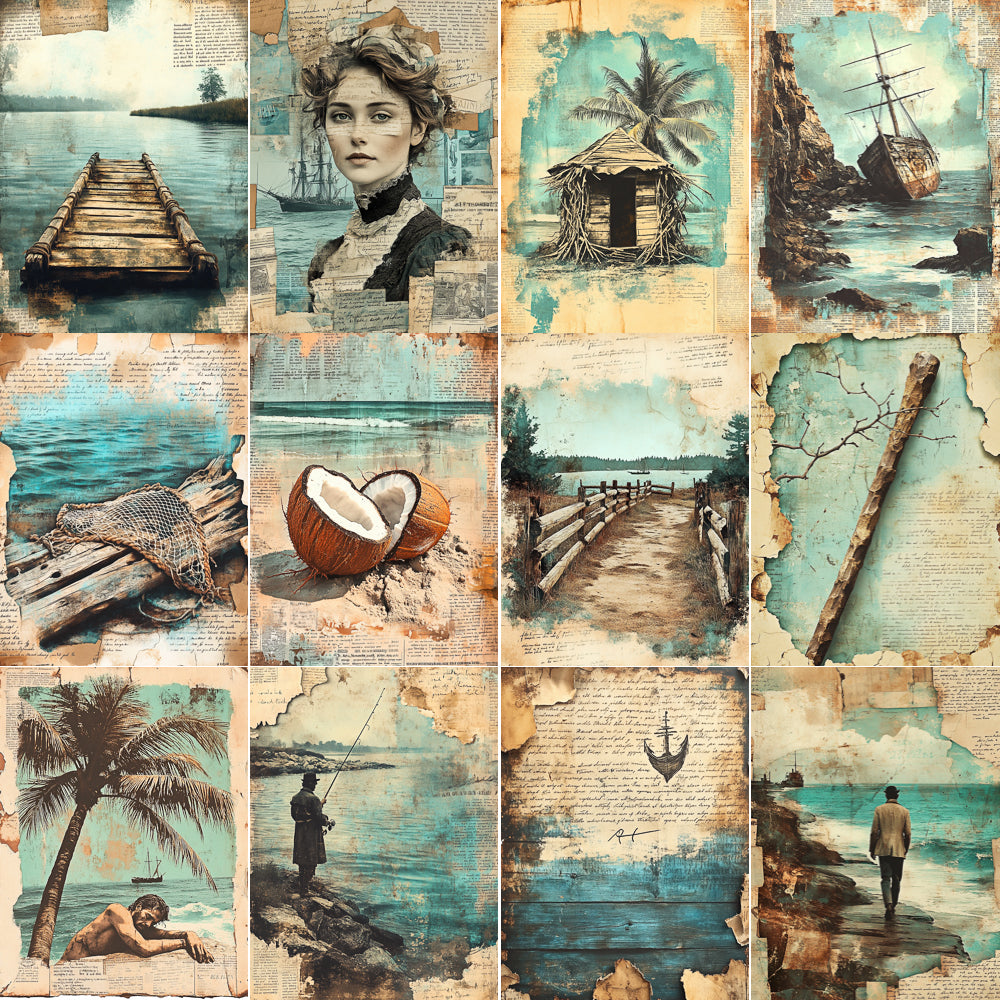 Midjourney V 6.1 Prompts for Letters of Castaway Junk Journal