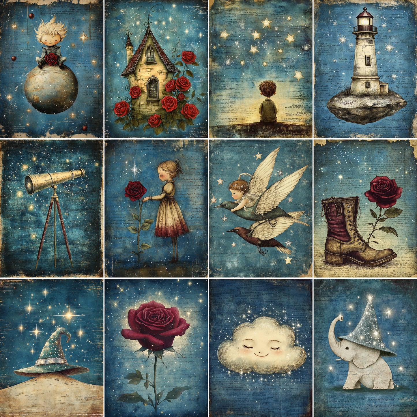 Midjourney v6 Prompts for Little Star Wanderer Junk Journal Kit