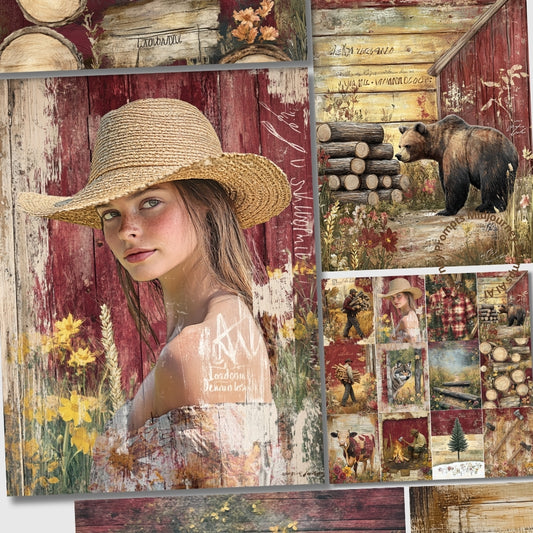 Midjourney V 6.1 Prompts for Lumberjack Farm Life Style Pages