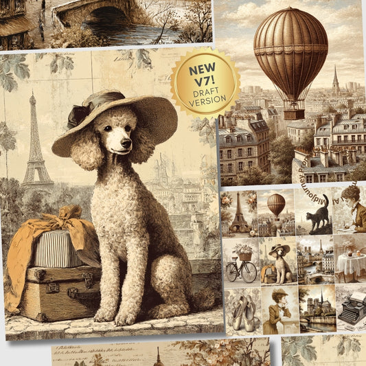 Midjourney V 7 Prompts for Memories of Paris Junk Journal Pages