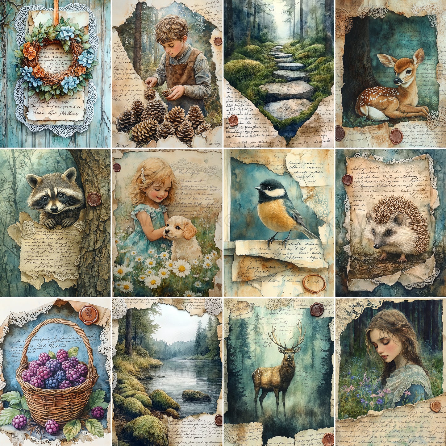 Midjourney Guide Prompts for Memory Cards Cozy Woods Ephemera