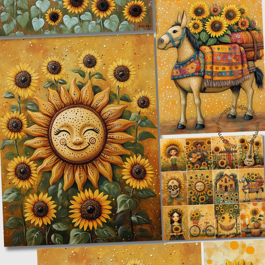 Midjourney v 6.1 Prompts for Mexican Sunflower Junk Journal Kit