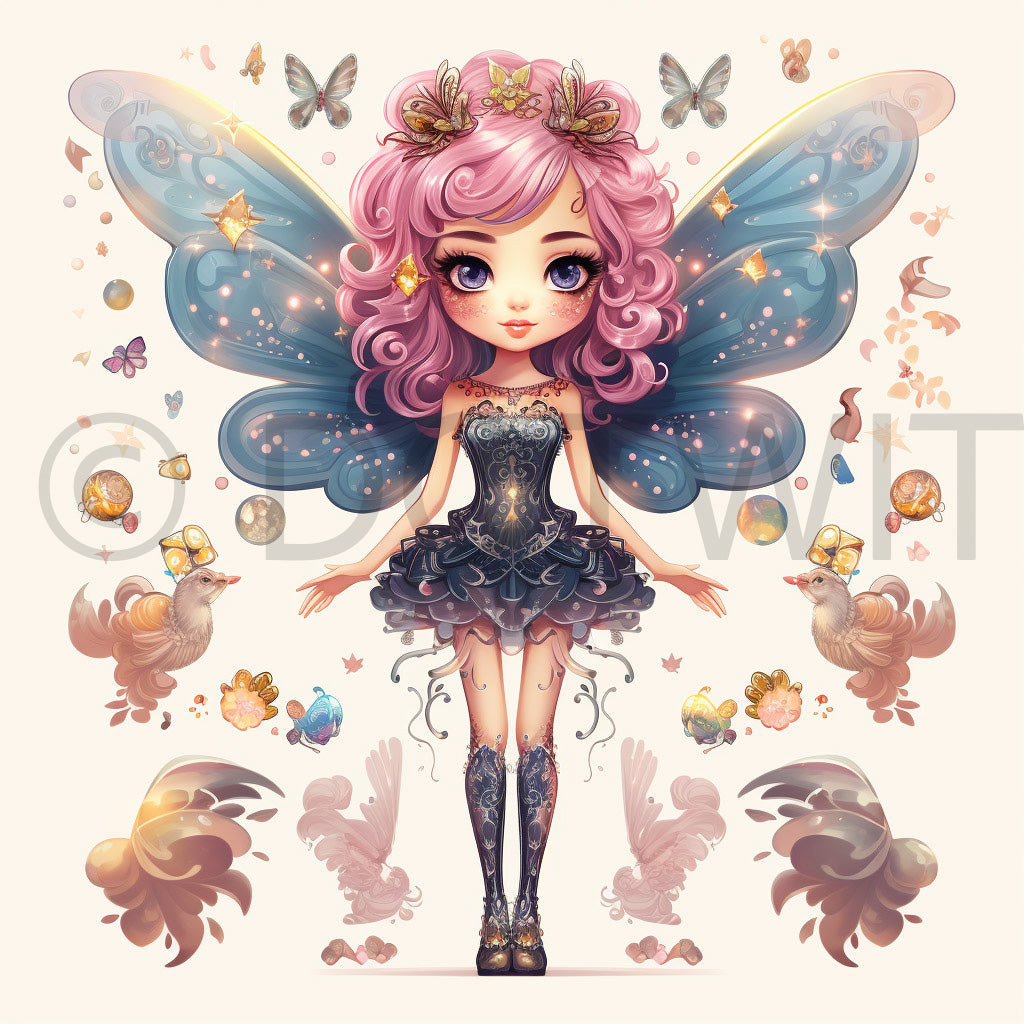 a cute fairy with rose hair Digital Character Design Races Classes Professions and Midjourney Prompt Commercial Use