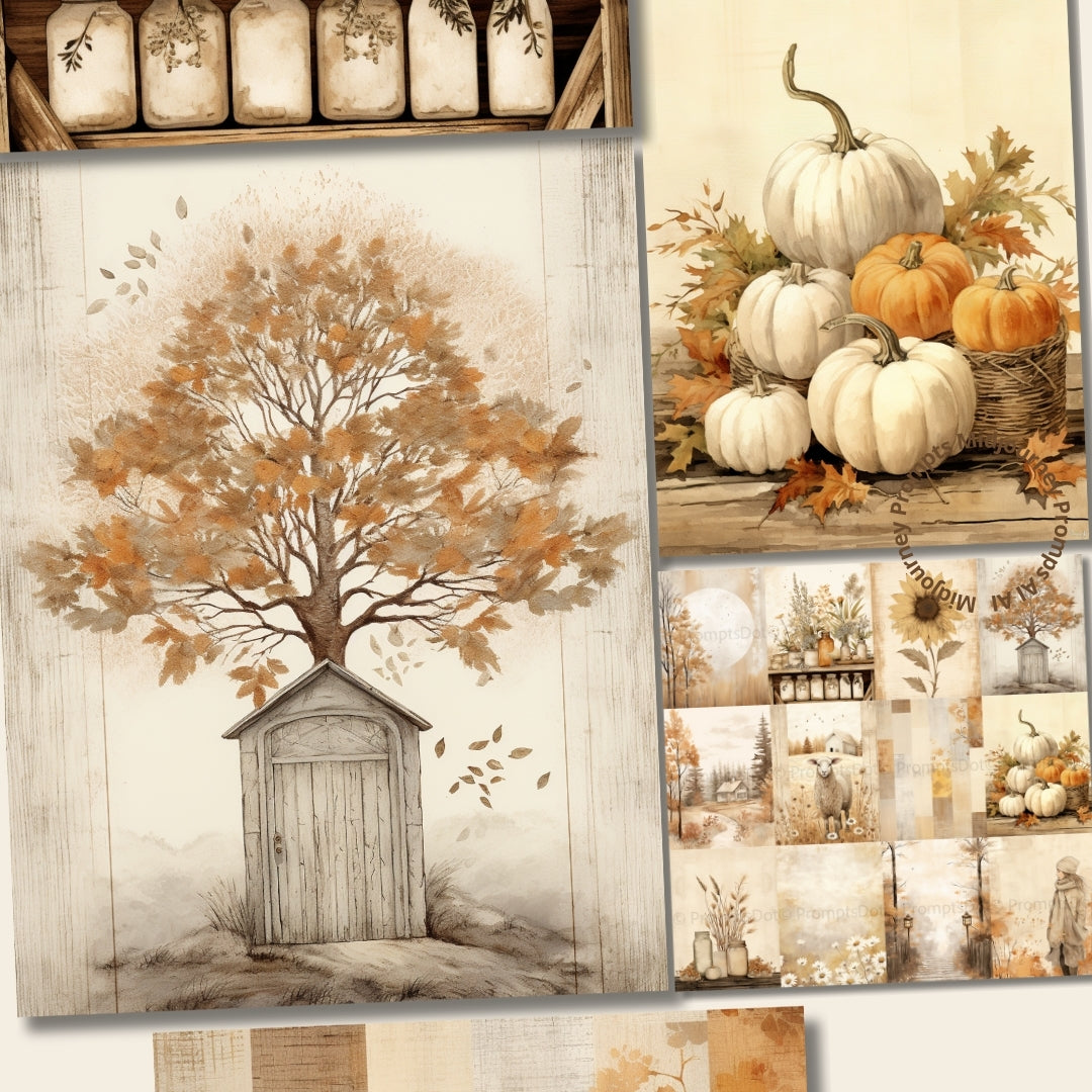 Midjourney Prompts For Minimalist Autumn Digital Papers