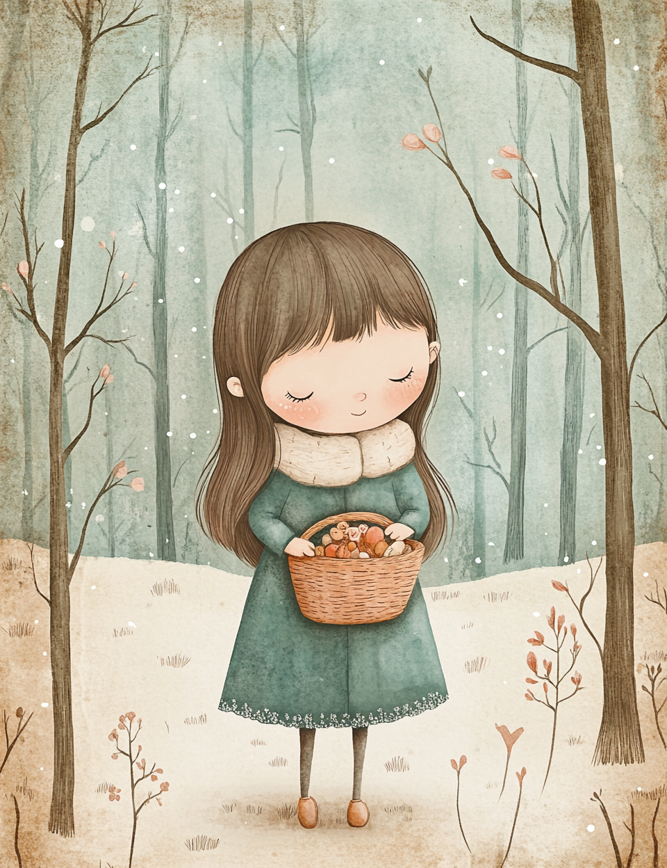 Midjourney V 6.1 Prompts for Minimalist Nostalgic Woodland Pages